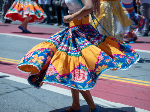 woman in mexican skirt
