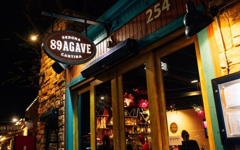 89 agave restaurant sign with neon lights