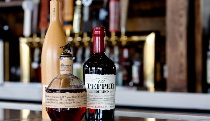 bottles of bourbon on the bar