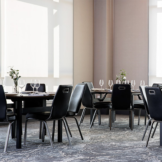 meeting room with circular tables