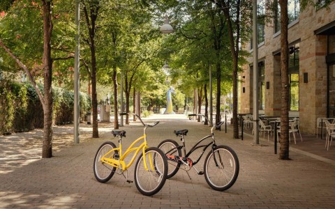 two bikes on cobblestone streets