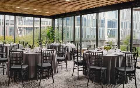 events room with large city views 
