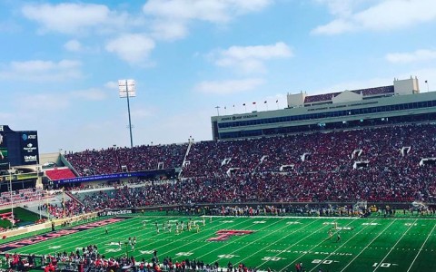 texas tech football stadium filled with spectators 