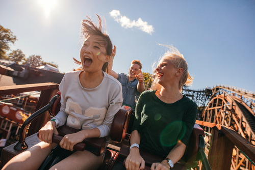 girls on roller coaster