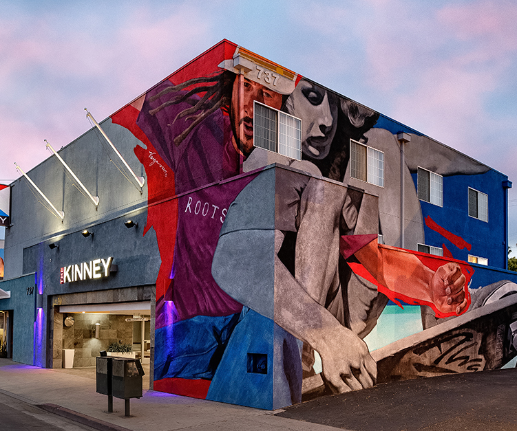 wall with a mural painted on the side
