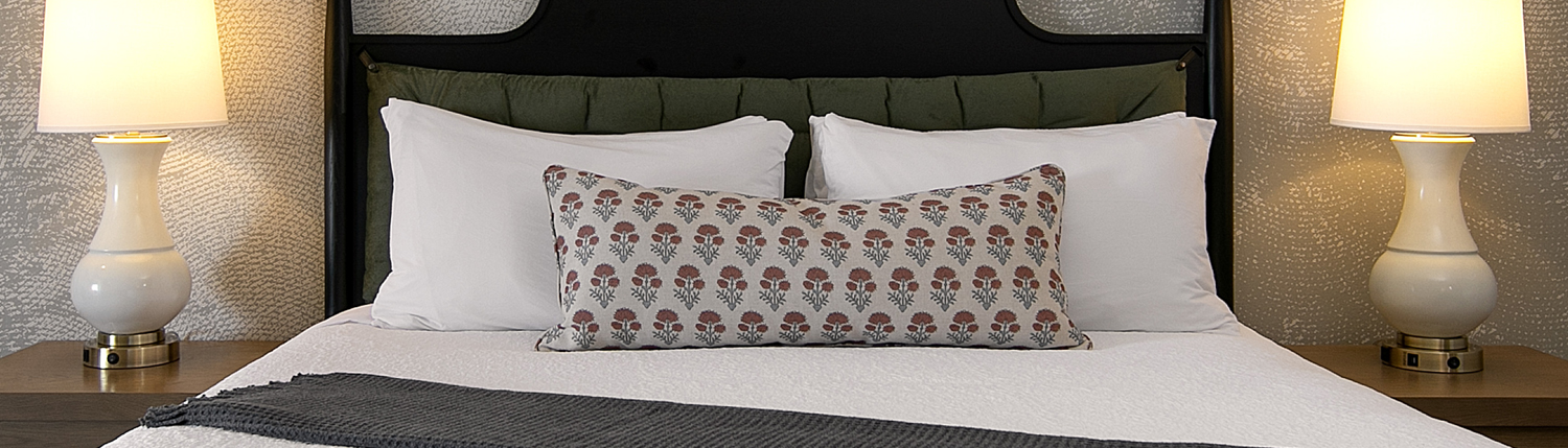 pillows on a hotel bed