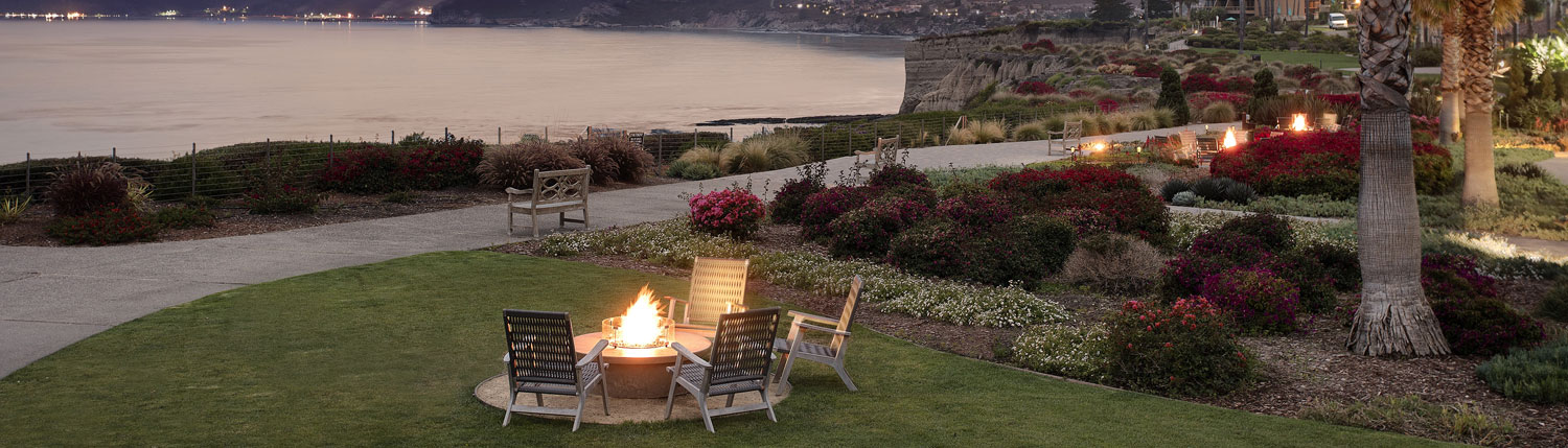 a fire pit outside of a property in california