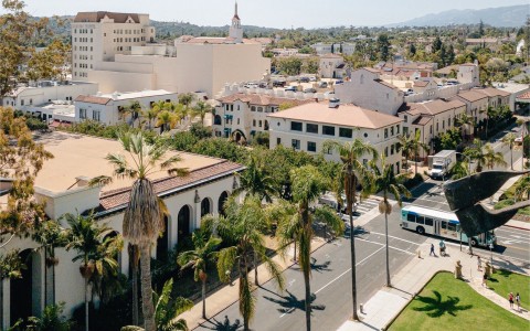 overhead view of the street in Santa Barbara