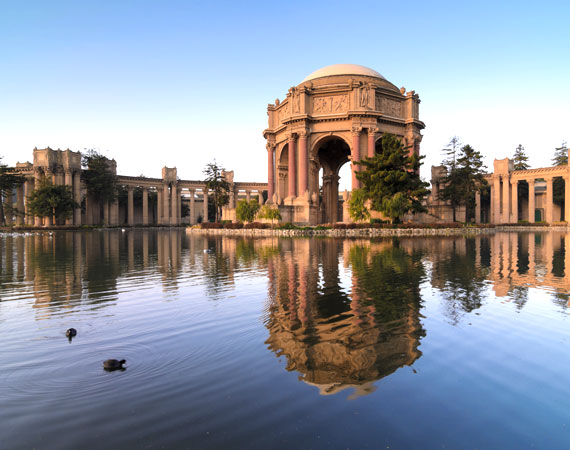 Palace Fine Arts over the lake