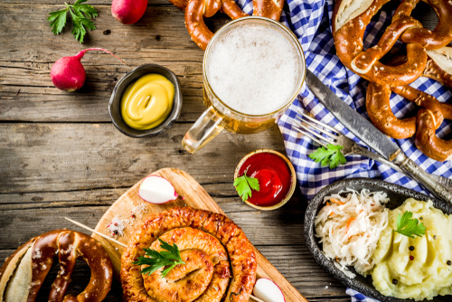 oktoberfest food pretzel and beer