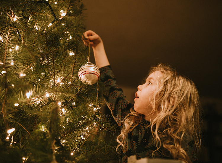 girl on the christmas tree