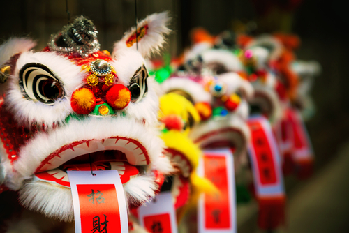 traditional colorful chinese lion