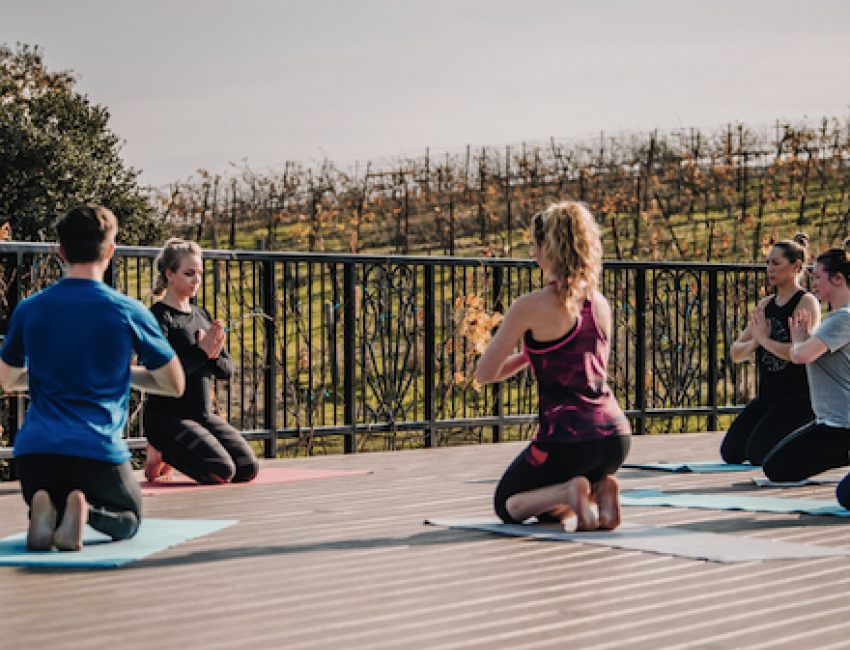 people taking a meditation class