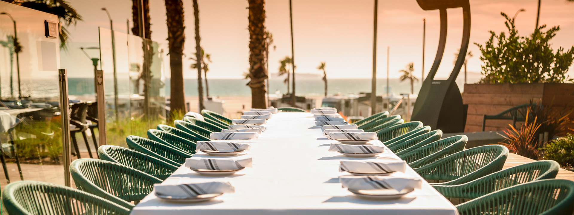 tables set up outside