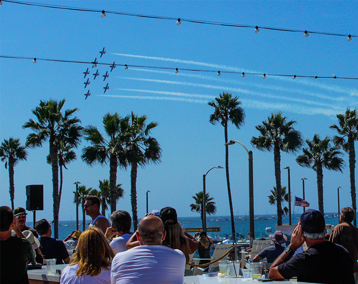 People watching an airshow