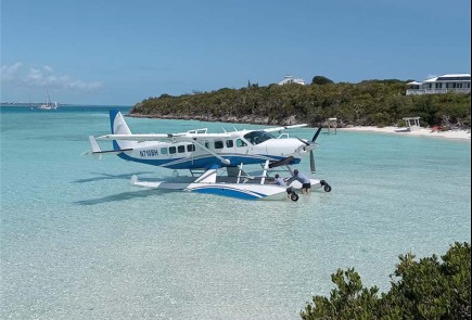 view of a seaplane over the ocean