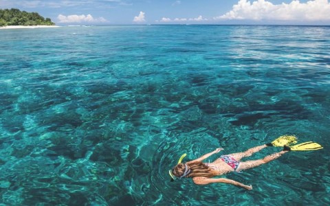 image of a woman snorkeling in key west
