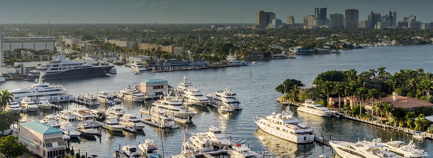 a view of downtown fort lauderdale buildings seen in the distance from the intracoastal