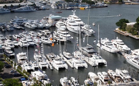 Overhead view of a marina