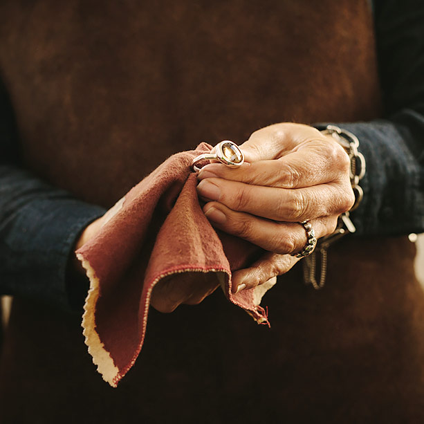 Woman cleaning ring