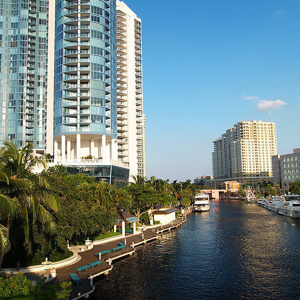 Hotel building by the water