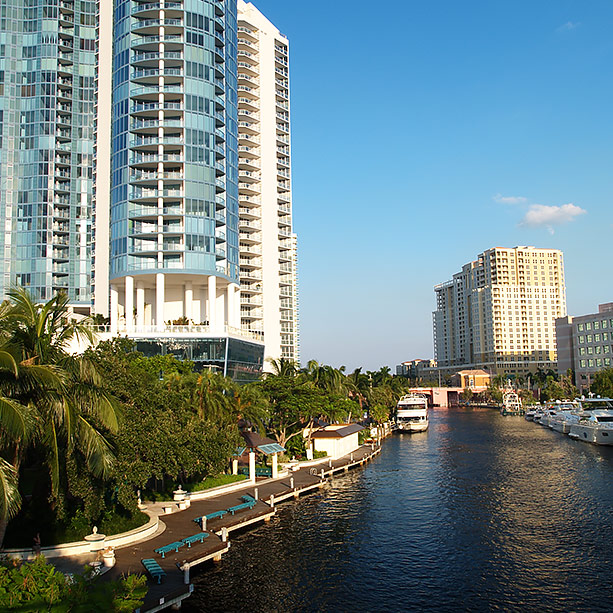 Hotel building by the water