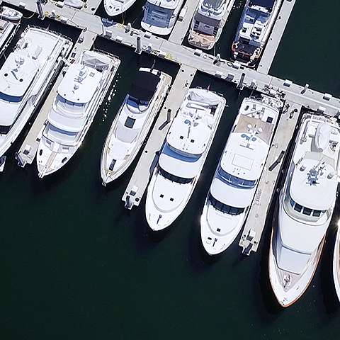 aerial view of boat docked at a marina