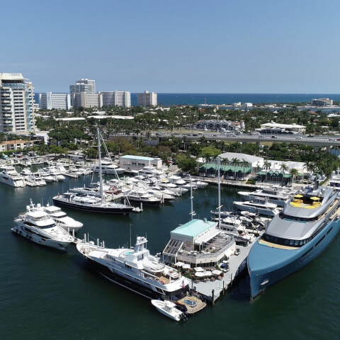aerial view of the Pier 66 marina and hotel tower
