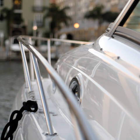 close up of a boats bow anchored