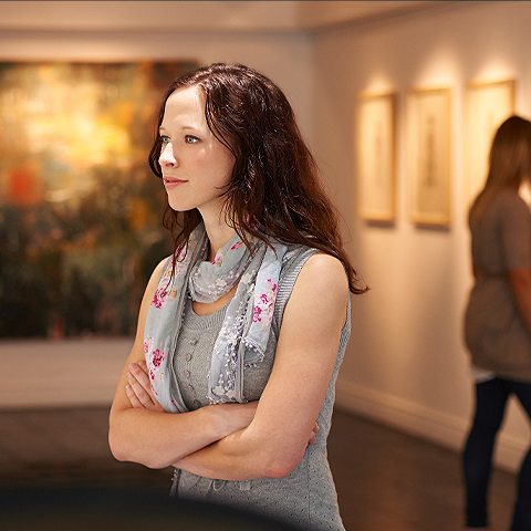 woman at a museum