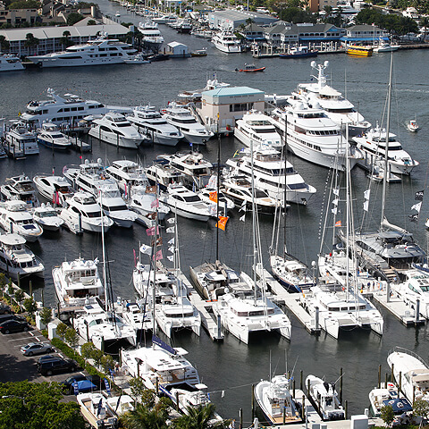 aerial view of boat docked at a marina