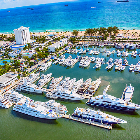 aerial view of boat docked at a marina
