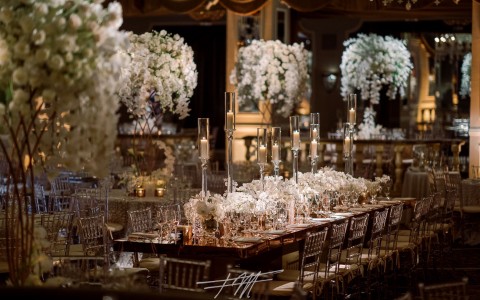 table prepared for wedding reception