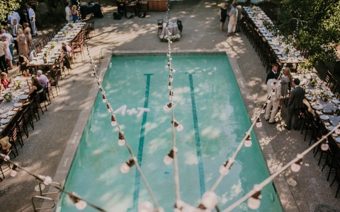 Aerial view of the  Lower Pool Patio venue at the Plump Jack 