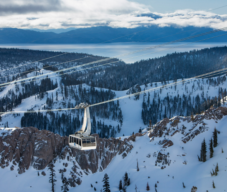arial tram with stunning view of lake tahoe