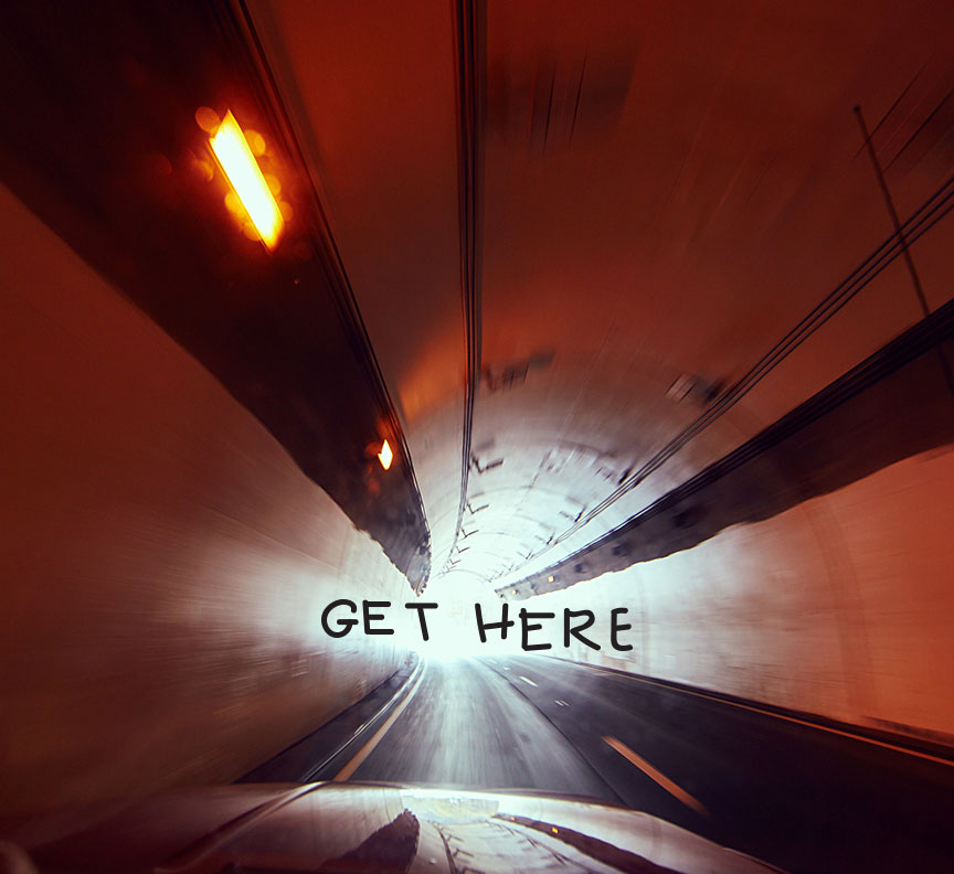 car driving though tunnel