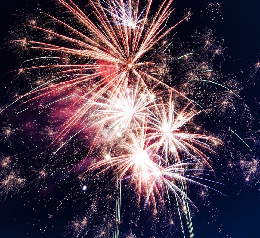 Fireworks against night sky