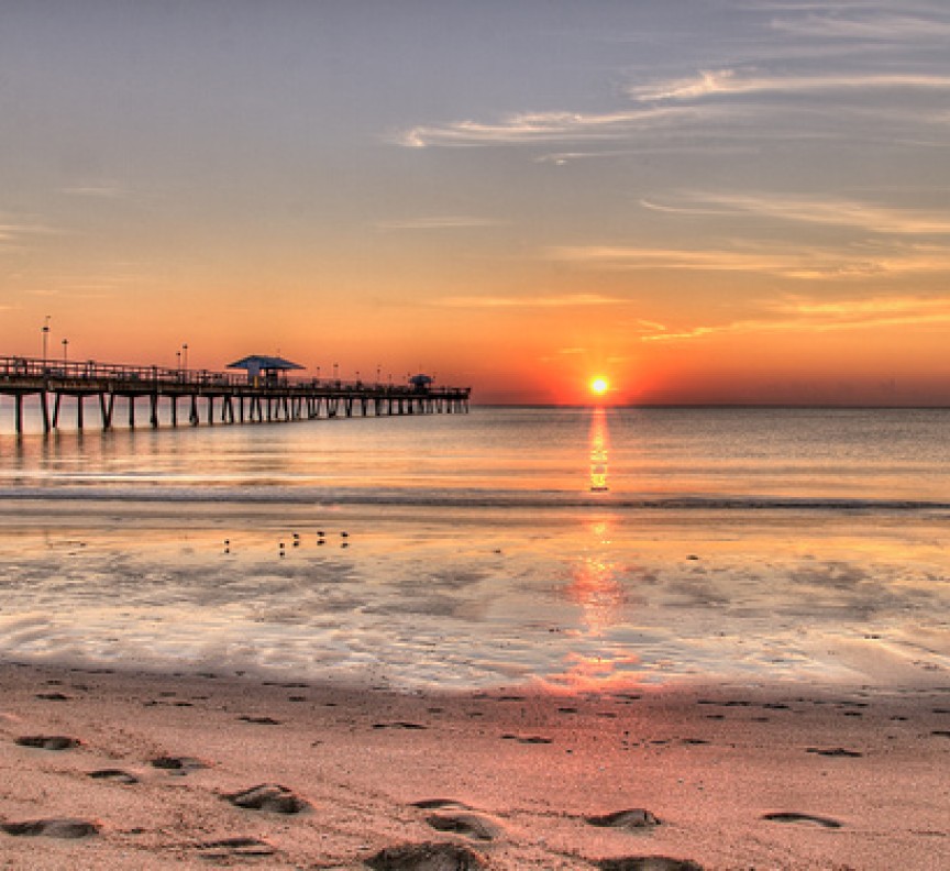 sunset over water