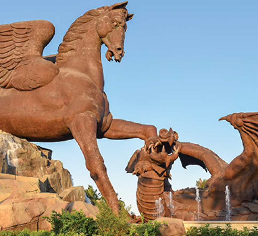 pagasus and dragon statue