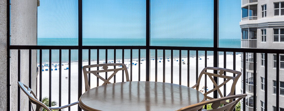 suite balcony overlooking the beach with a gulf view