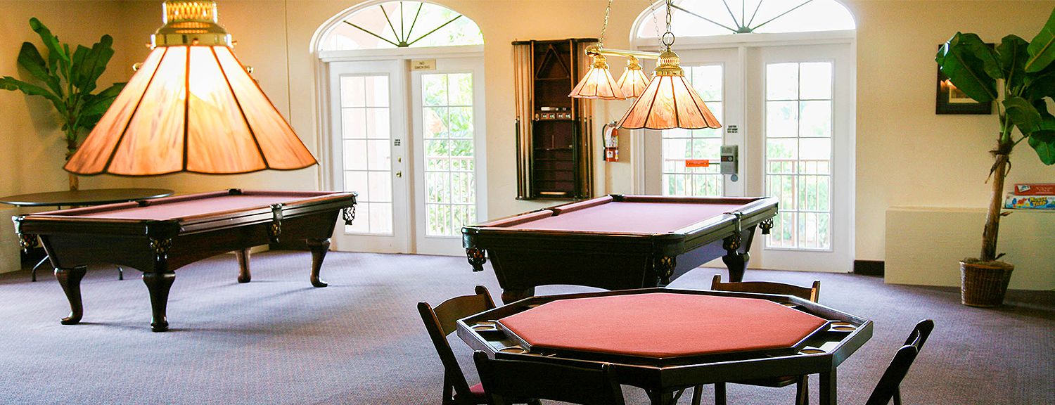 Room with card playing & billiard tables