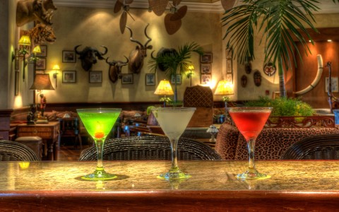Colorful cocktails on bar