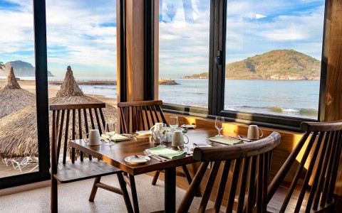 ocean view seating at restaurant