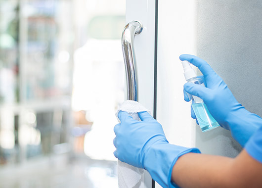 Cleaning a door
