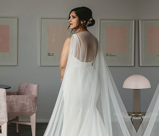view of a bride from the back 