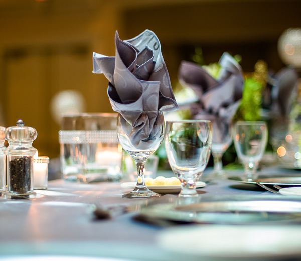 closeup of table setting for an event