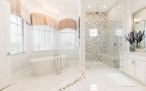 faded image of hotel bathroom