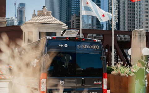 Roameo van in the city parked