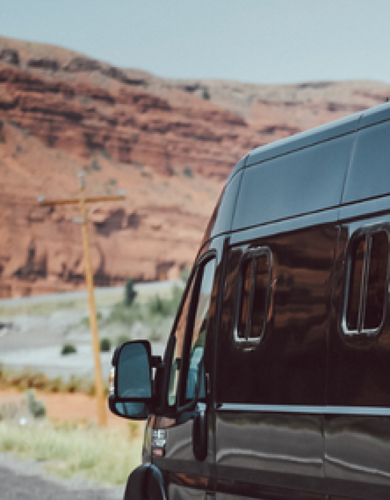 Black van outdoors