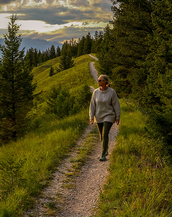 person on a stroll through a trail